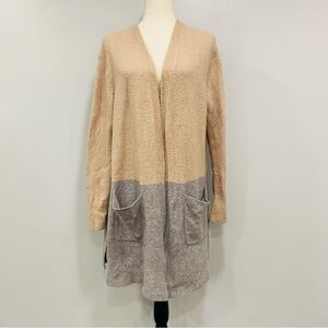 MADEWELL M Kent Beige Gray Long Open Cardigan Knit Sweater Wool Preppy Neutral